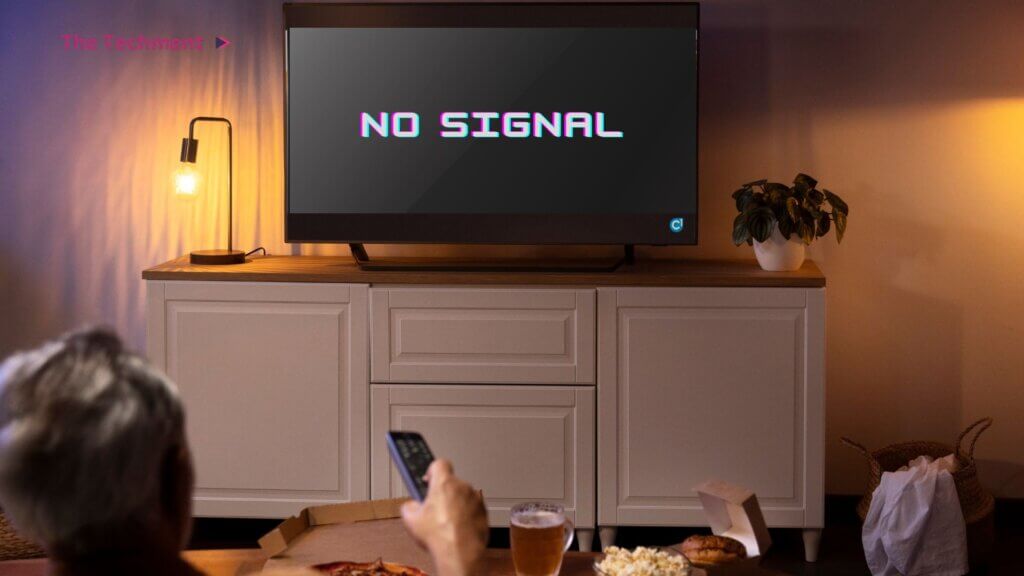 An illustration showing a puzzled TV screen with the 'No Signal' message representing the possible reasons behind this issue.